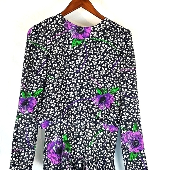 Vintage 80s Kono Floral Midi‎ Dress - Picture 2 of 11